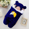 NAMAN Unicorn Embroidered Solid Color Soft Wearable Hooded Blanket for Baby Boys and Girls (Navy)