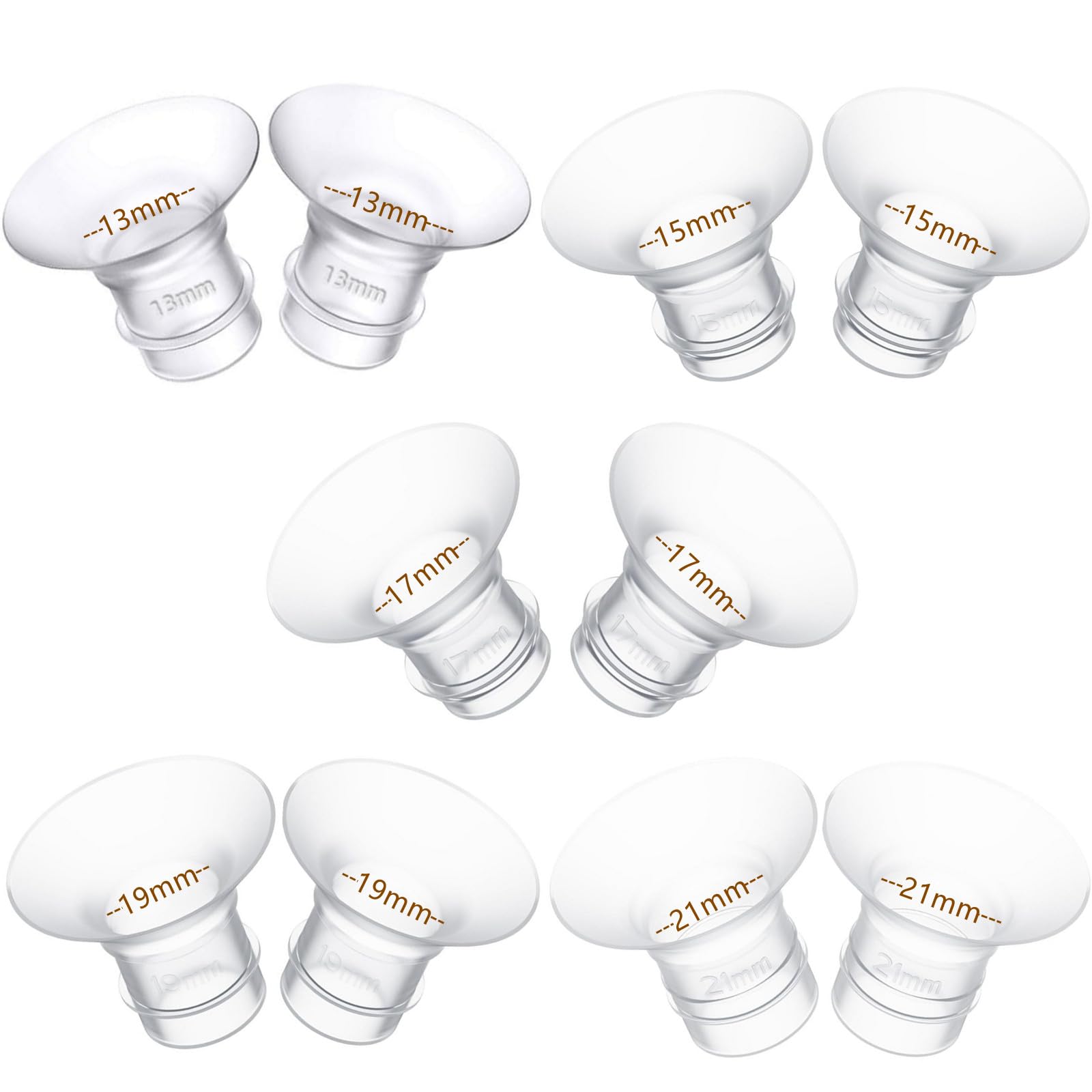 10PCS Flange Insert 13/15/17/19/21mm*2PCS Compatible with Momcozy M5/M6/M9/S12 Pro/S9 Pro/V1 Pro/V2 pro, Spectra/Medela/Elvie/NC
