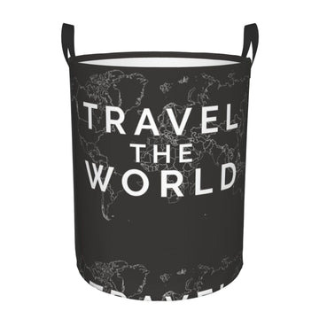 Pevtufa Travel The World1 Foldable Laundry Basket Organizer,Fabric Clothes Toy Storage Basket Nursery Hamper Storage Bin For Hou