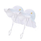 Dasmini Baby & Toddler Wide Brim Sun Hats Upf 50+ Sun Protection Bucket Cap Cute Adjustable Hat(White+White,0-6M)