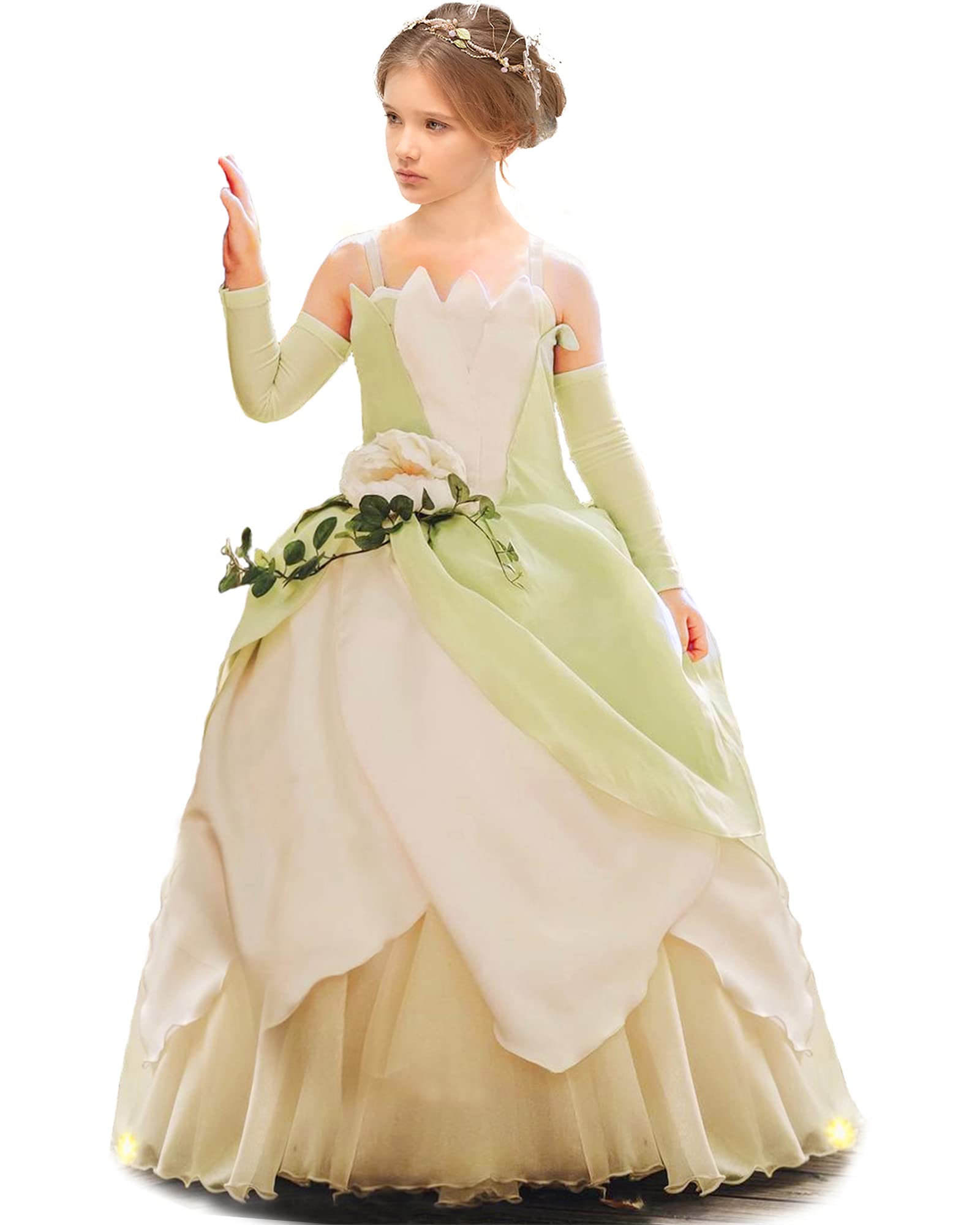 Axaxa Princess Tiana Costume For Girls Princess Tiana Dress Princess And The Frog Costume Birthday Halloween Fancy Party Dress 2