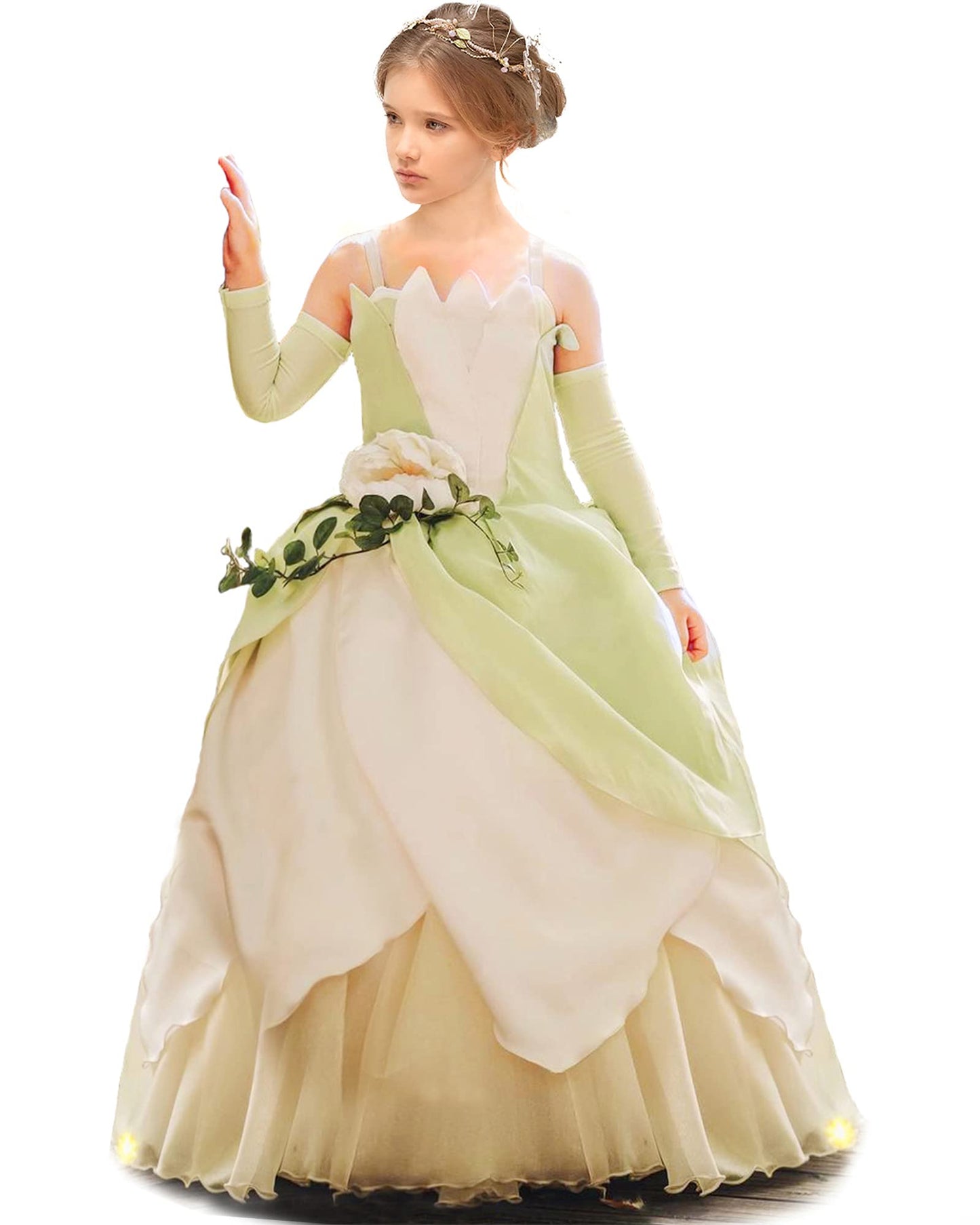 Axaxa Princess Costume For Girls, Tiana Dress, Polyester, Halloween, 4-5Y