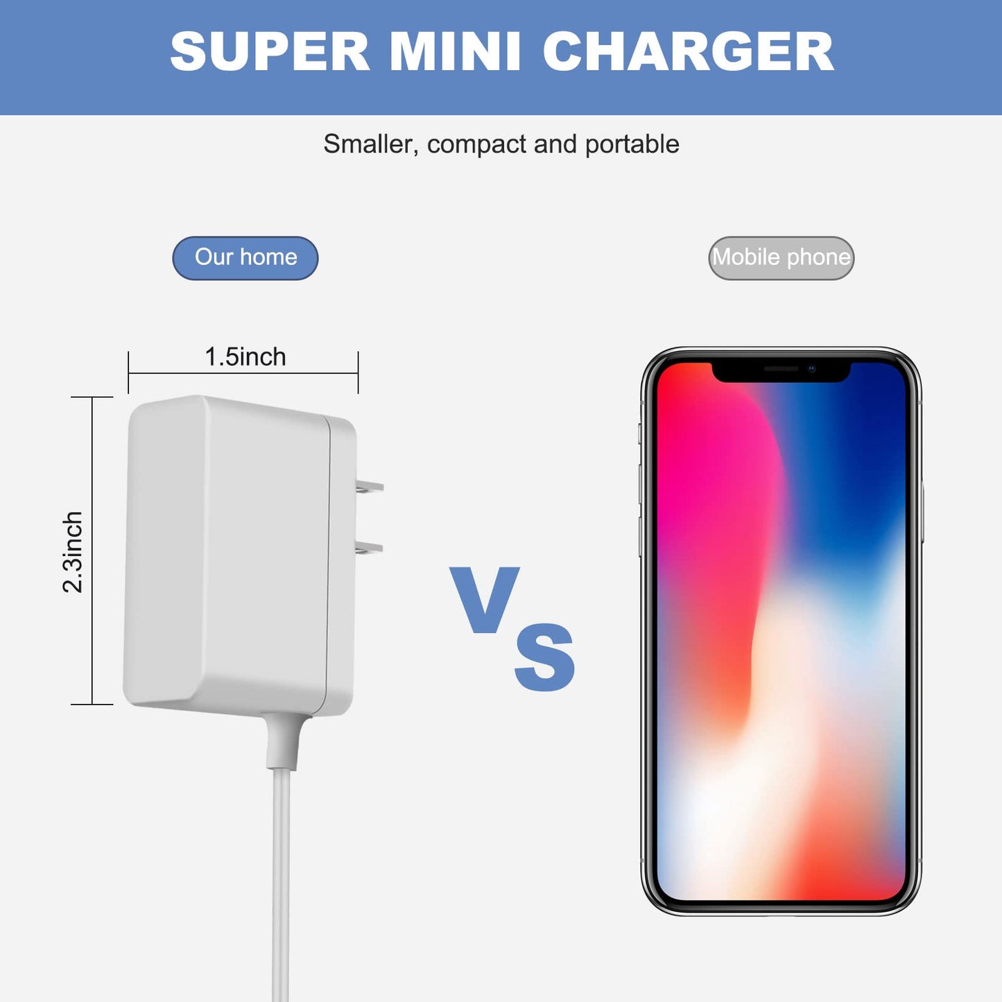 Round Charger Adapter For Babysense Video Split Screen Baby Monitor V24R V43 Replacement Battery Power Supply Cord (Will Not Fit