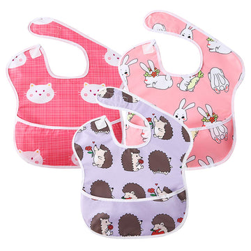 Little Dimsum 3 pack Baby Bibs Waterproof Bib Easy to Clean Feeding Bibs Weaning Bibs Adjustable Closed for Babies Toddlers with