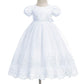 Bow Dream Baby Girls Christening Baptism Dress Formal Party Special Occasion Dresses For Toddler 4Pcs White 6-12 Months