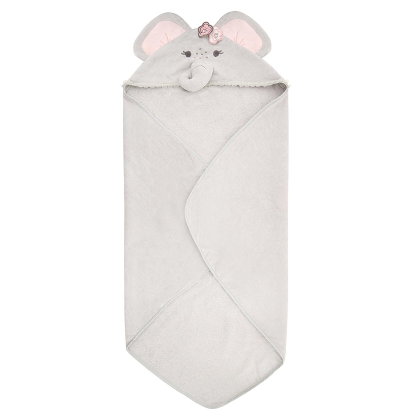 Stephan Baby Hooded Towel - 100% Cotton with Fun Animal Design for Infants and Toddlers, 31 Square, Elephant Pink