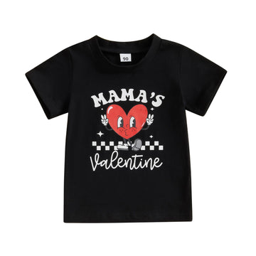 farrubbyine8 Baby Boy Girl Valentines Day Outfit Letters Heart Graphic Tee Shirts Tops Toddler Boy Valentines Day Shirt (Black M