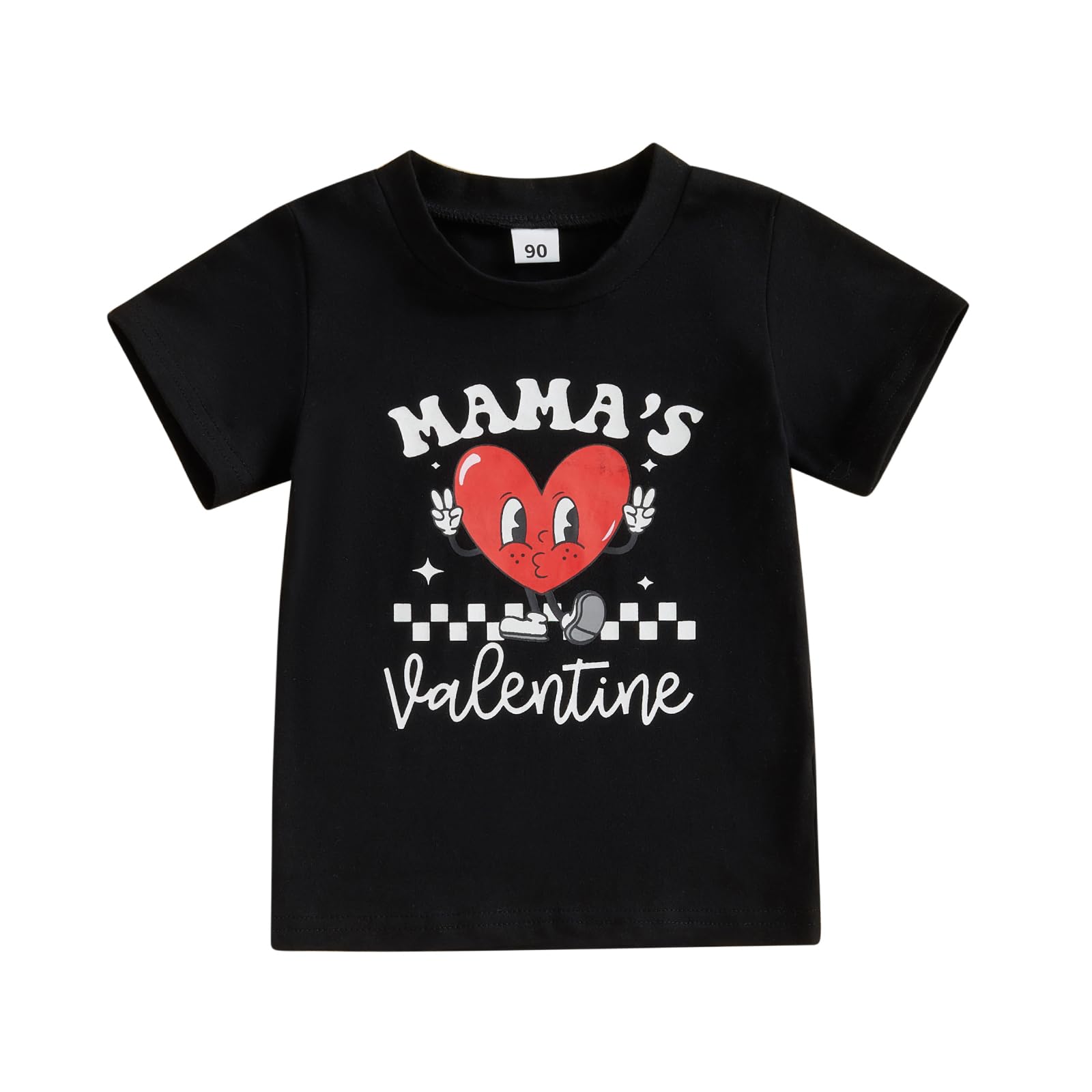farrubbyine8 Baby Boy Girl Outfit Letters Heart Graphic Tee Shirts Tops Toddler Boy Shirt (Black Mama, 5-6 Years)