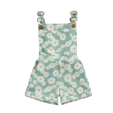 Ayalinggo Toddler Baby Girl Sunflower Print Overalls Shorts With Pocket Suspender Trousers Cute Summer Clothing Outfit (Daisy-Gr