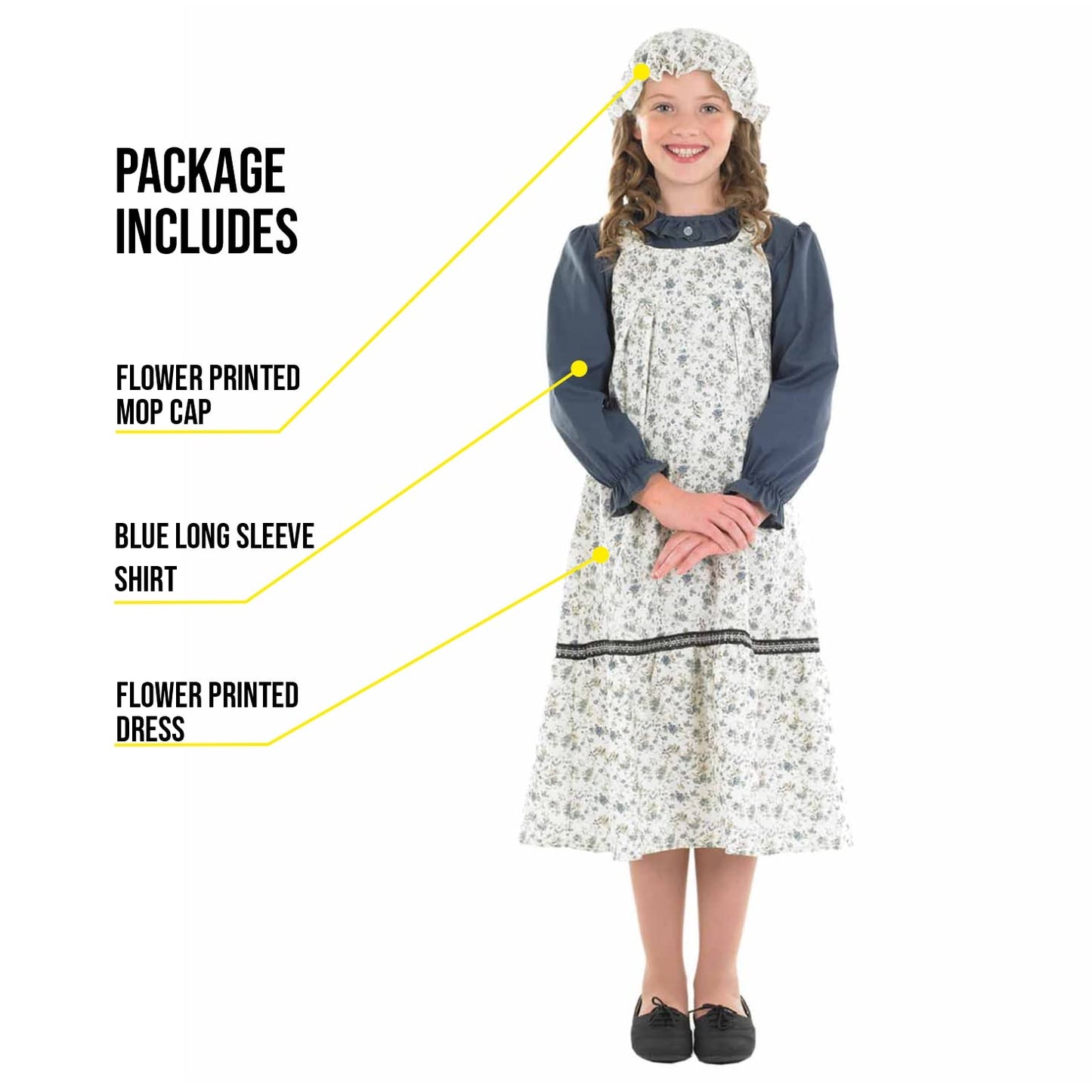 Fun Shack Kids Victorian Costume Girls, Pioneer Dress Kids, Girls Victorian Costume, Girls Victorian Dress Costume, Medium
