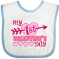 Inktastic My First Valentine 'S Day With Pink Heart And Arrow Baby Bib White And Blue 39970