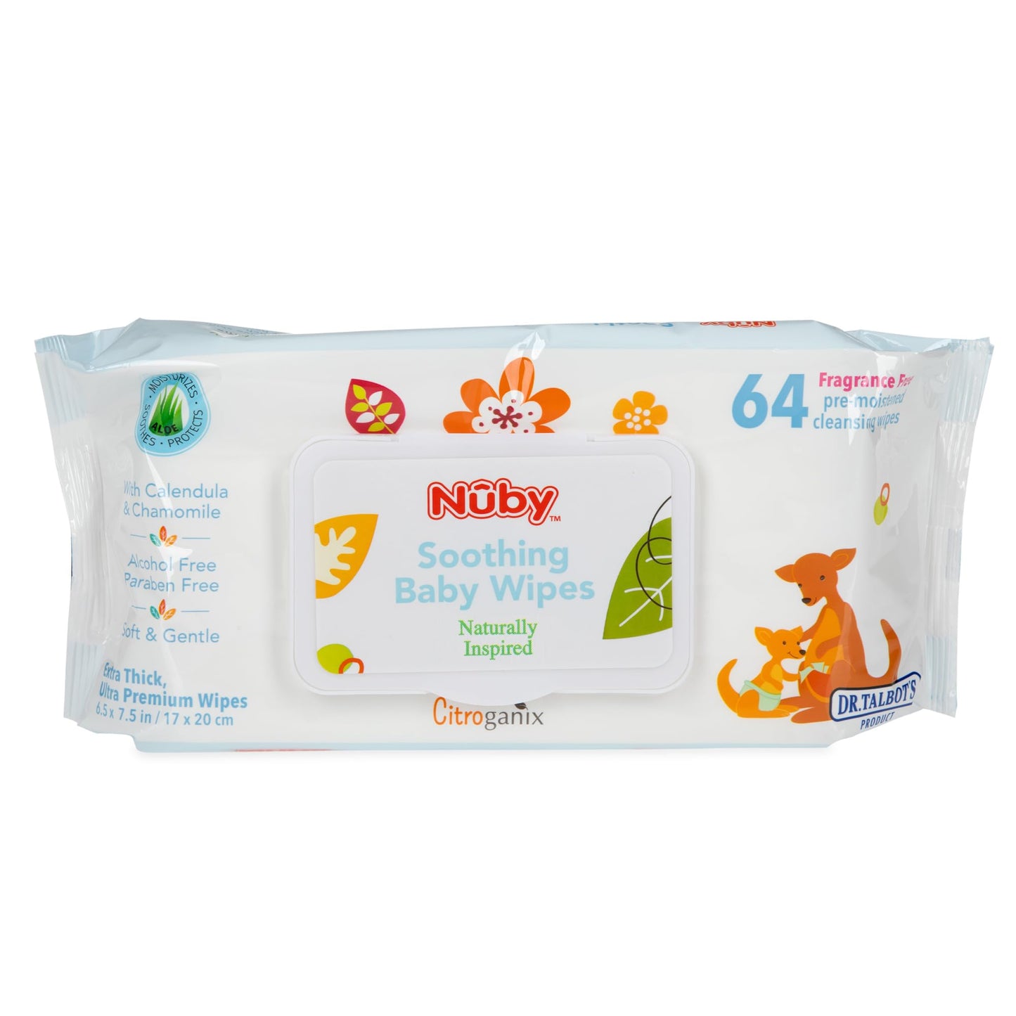 Nuby'S Soothing Ultra Premium Baby Wipes Naturally Inspired With Chamomile, Aloe, And Citroganix, Fragrance Free, Extra Thick, 5
