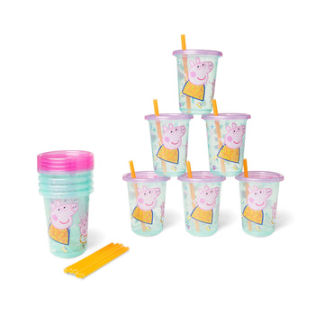 The First Years Peppa Pig Take & Toss Toddler Straw Cups - Spill Proof Toddler Sippy Cups With Snap On Lids And Straws - Peppa P