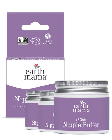 Earth Mama Vegan Nipple Butter | Cruelty-Free Breastfeeding Cream for Nursing Mamas | NO Lanolin, 2-Ounce (3-Pack)