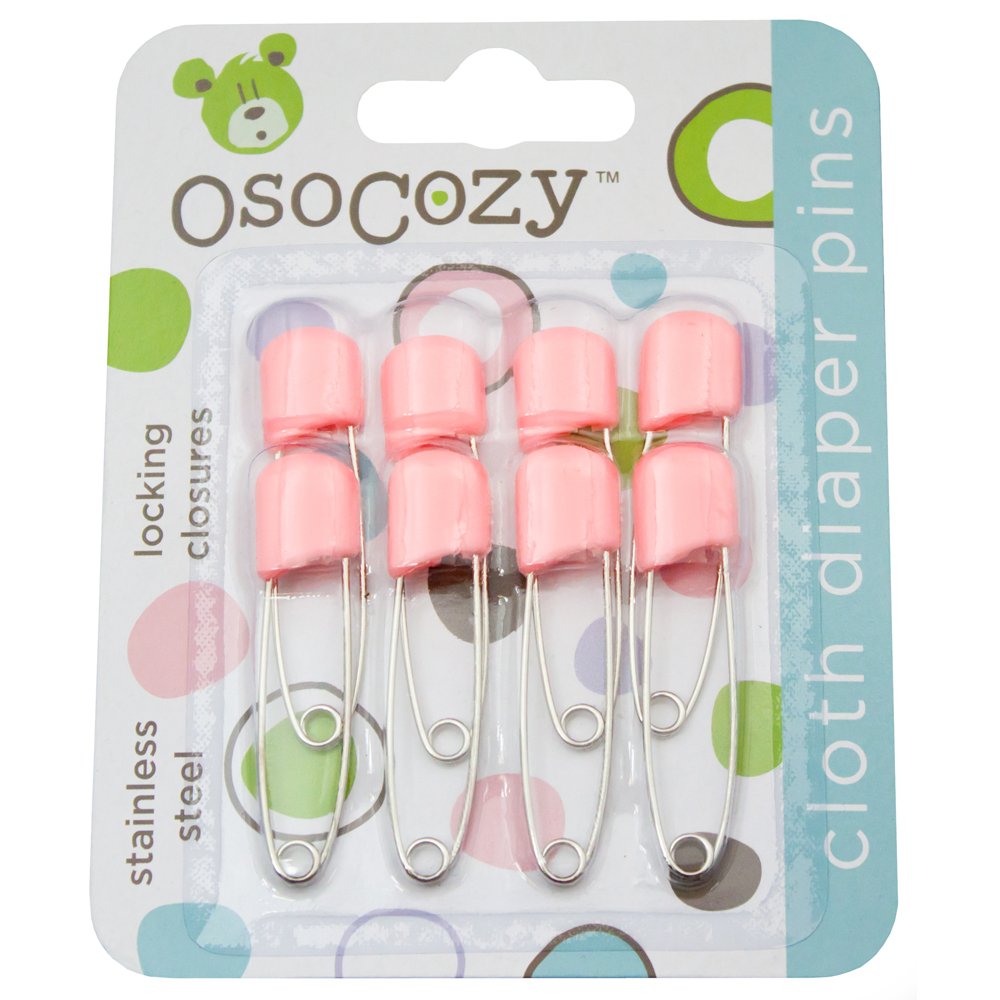 OsoCozy Diaper Pins - {Pink} - Sturdy, Stainless Steel Diaper Pins with Safe Locking Closures - Use for Special Events, Crafts o