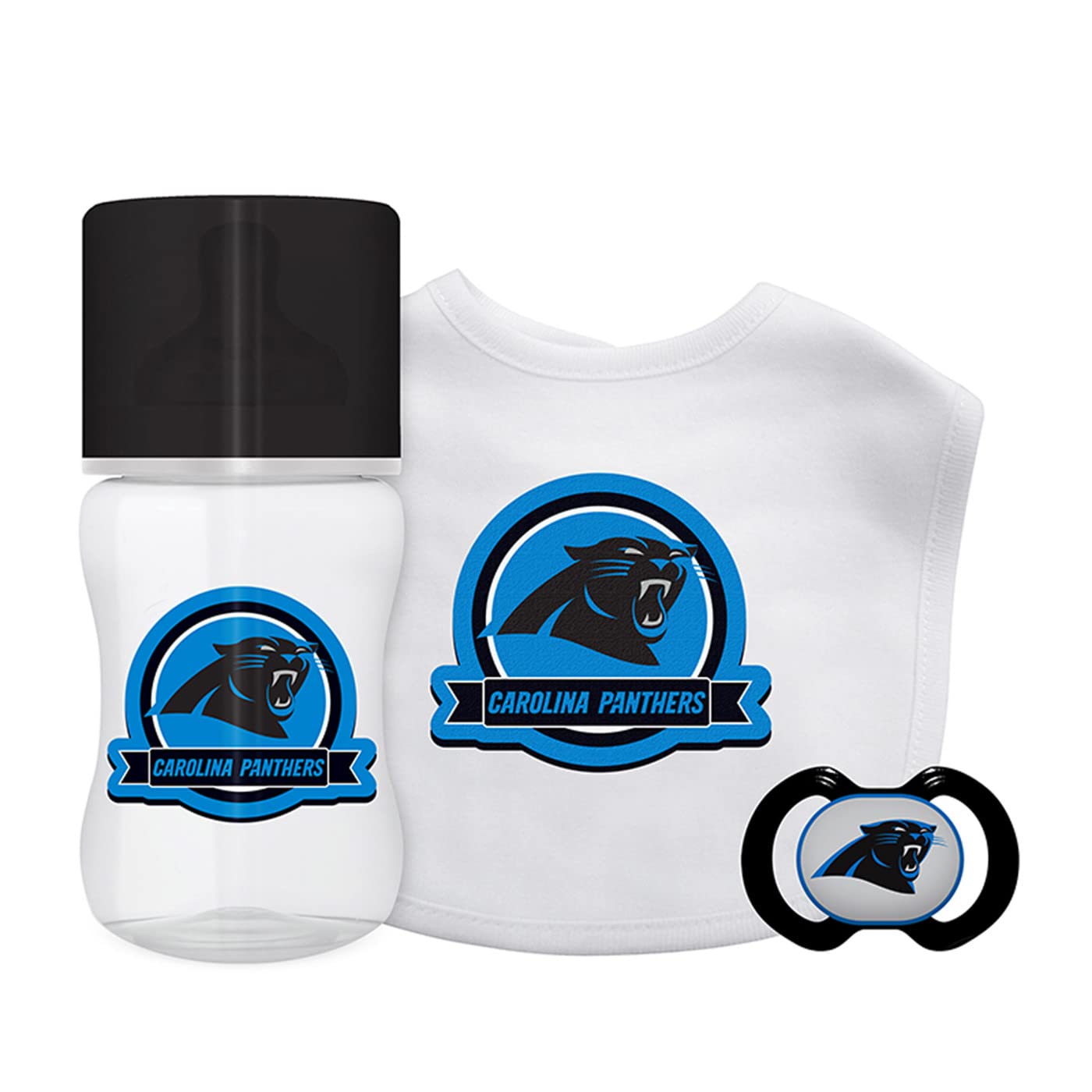 Baby Fanatic NFL Legacy Infant Gift Set, Carolina Panthers, 3Piece Set (Bottle, Pacifier & Bib)