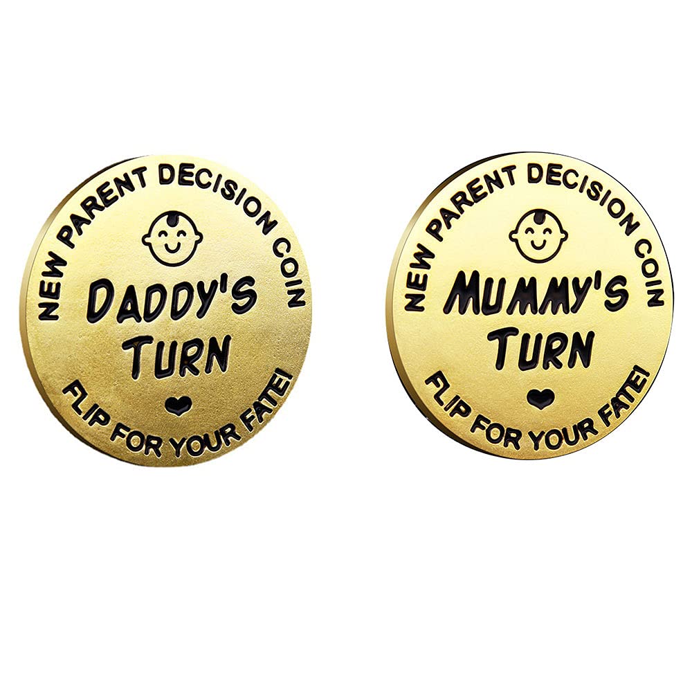 New Dad Mom Gifts Funny Decision Making Coin, New Baby Gift For Parent Mummy Daddy Pregnancy Women First Time To Be Moms Dads St