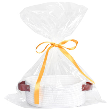 Abenkle Small Woven Basket, Mini Cotton Rope Storage Tiny Shelf Oval Decorative Toy Dog Cat Bin For Nursery, Empty Gift Basket W