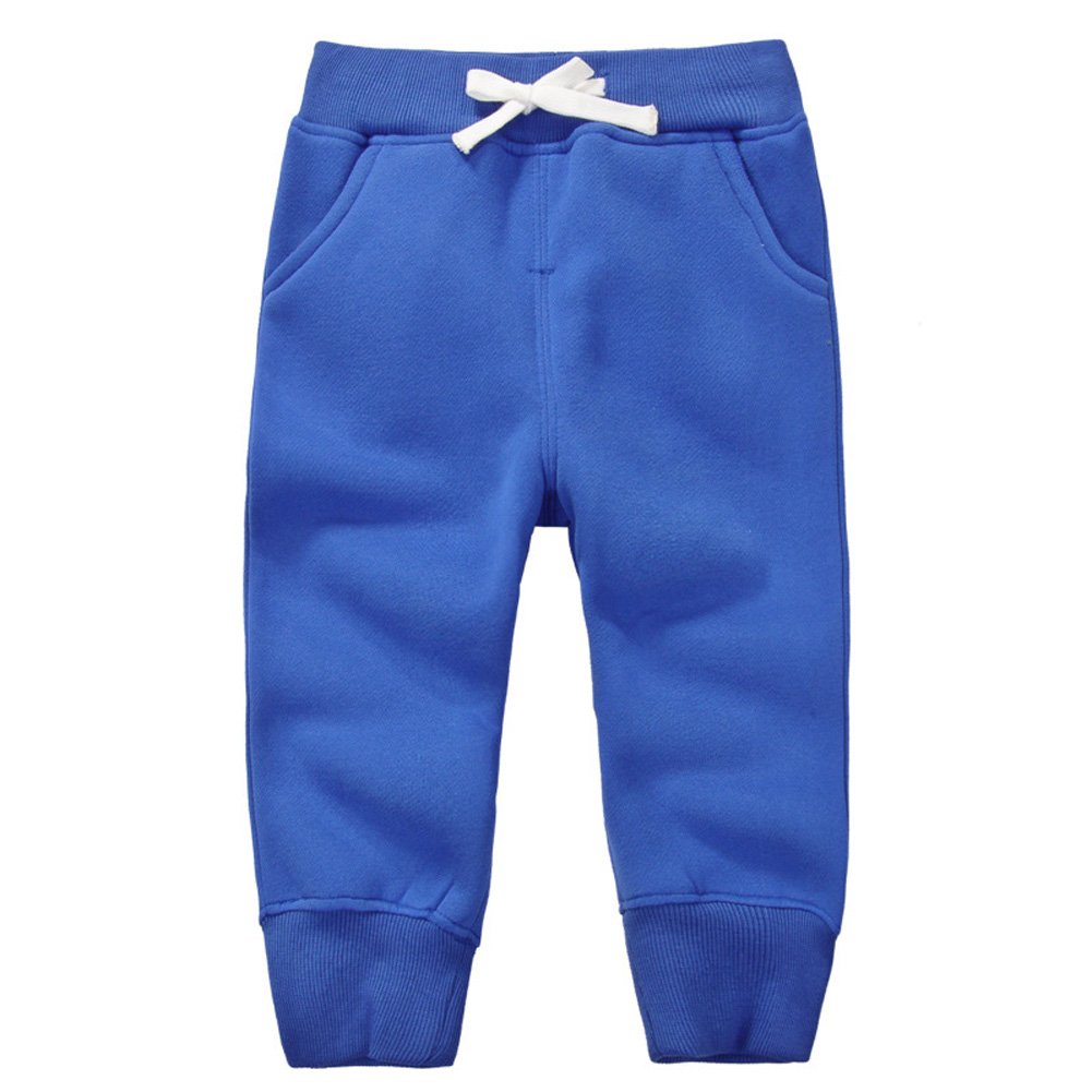Cuteon Unisex Toddler Jogger Pants Kids Cotton Elastic Waist Winter Baby Sweatpants Pants 4Years Blue