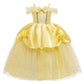 Fmyfwy Girls Belle Princess Fancy Dress Beauty And Beast Outfits Halloween Christmas Wedding Birthday Gown W/Accessories,Yellow
