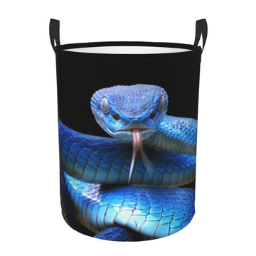 Pevtufa Blue Viper Snake Foldable Laundry Basket Organizer,Fabric Clothes Toy Storage Basket Nursery Hamper Storage Bin For Hous