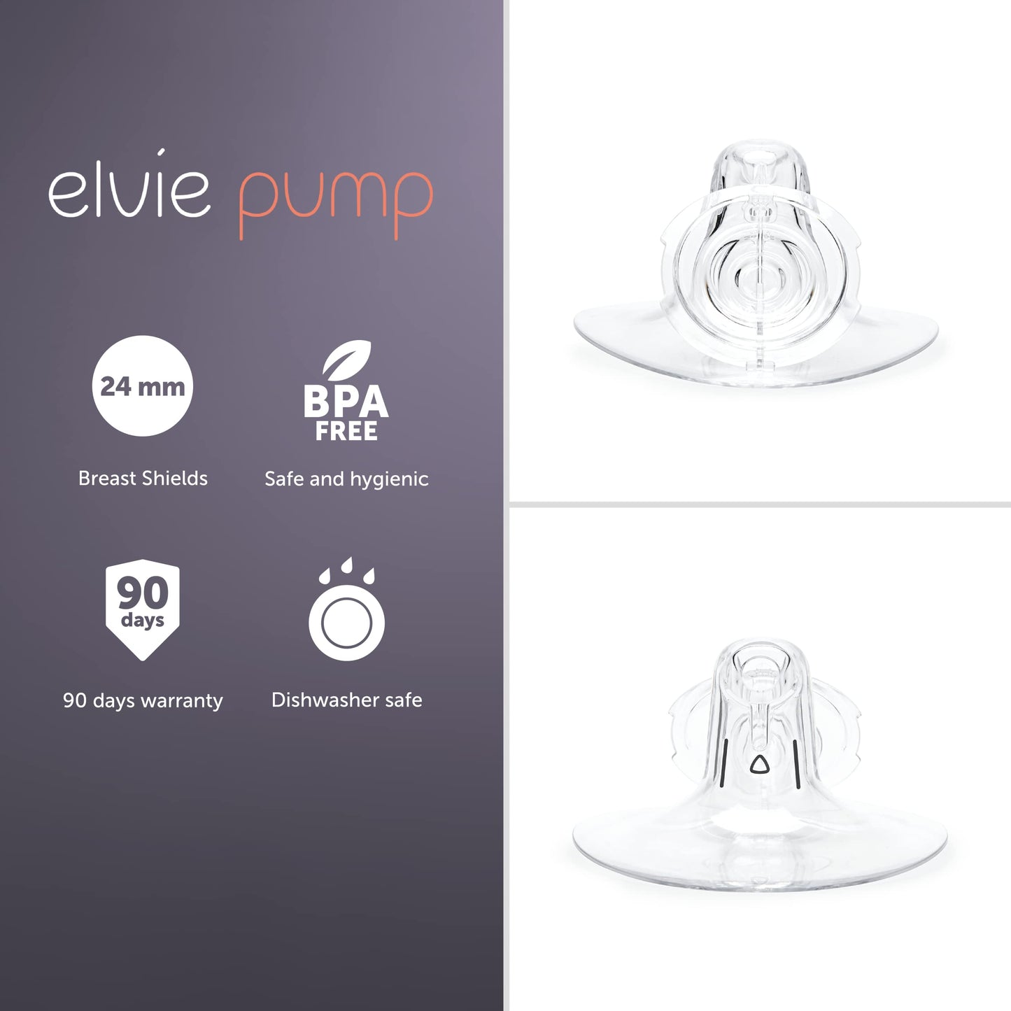Elvie Pump Breast Shield - 24Mm | 2 Pack Nipple Shield Flange For Pumping Breast Milk | Breast Feeding Essentials For Electric B