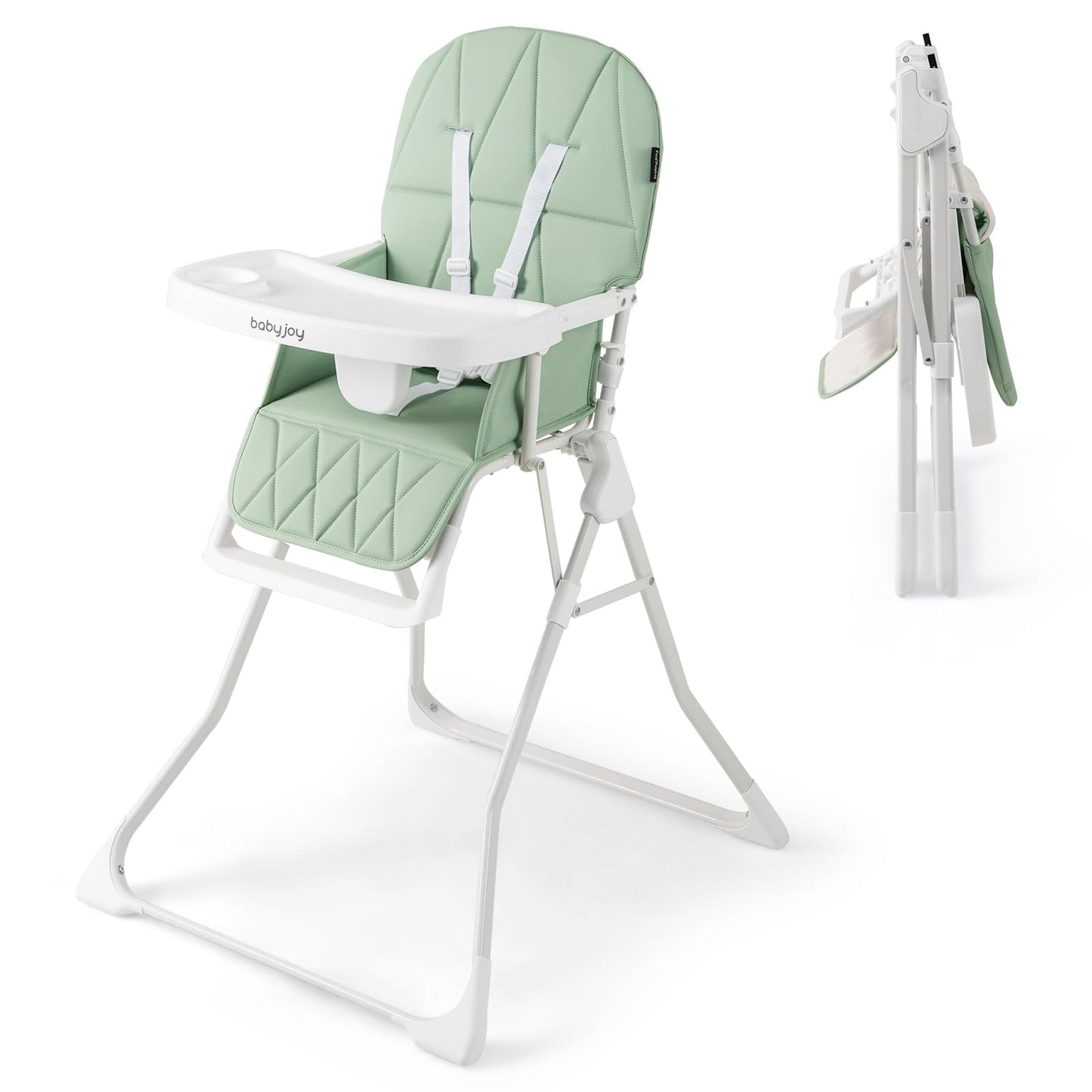 Baby Joy Foldable High Chair, Portable Highchairs For Babies And Toddlers With 3-Position Adjustable Tray & Footrest, Removable