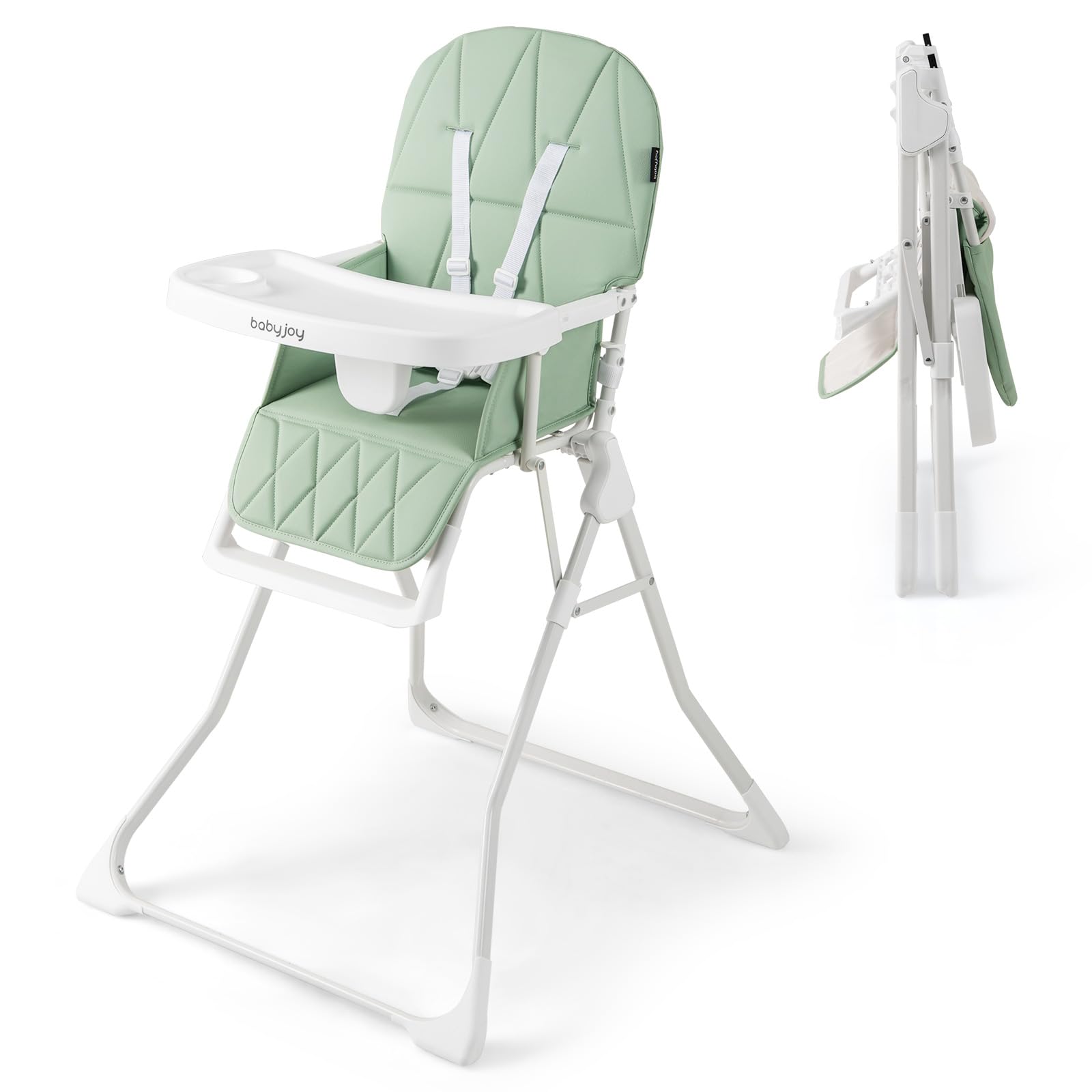 Baby Joy Foldable High Chair, Portable Highchairs For Babies And Toddlers With 3-Position Adjustable Tray & Footrest, Removable