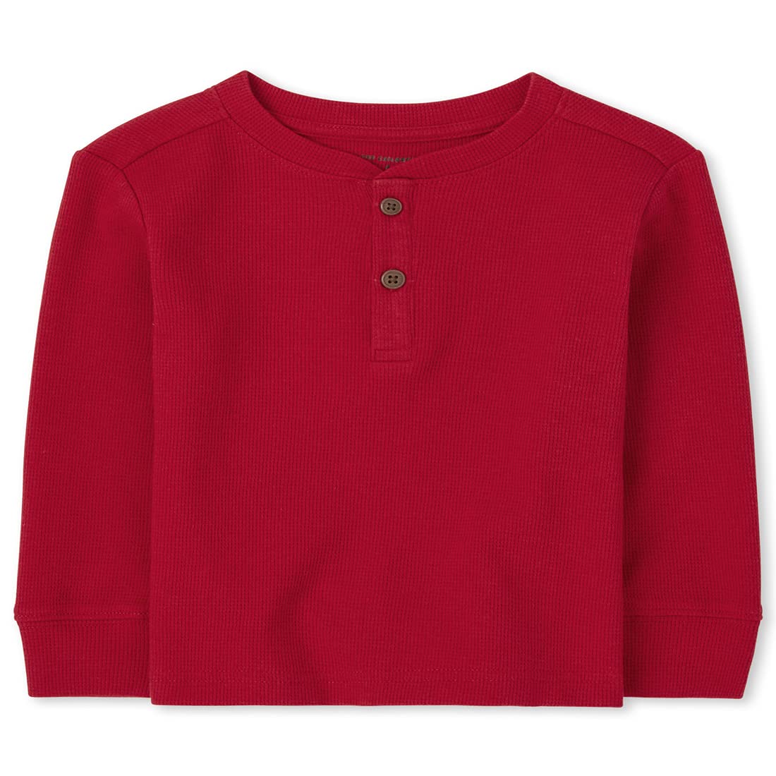 The Childrens Place Baby Boys And Toddler Boy Long Sleeve Thermal Henley Top Shirt, Classicred, 18-24 Months Us
