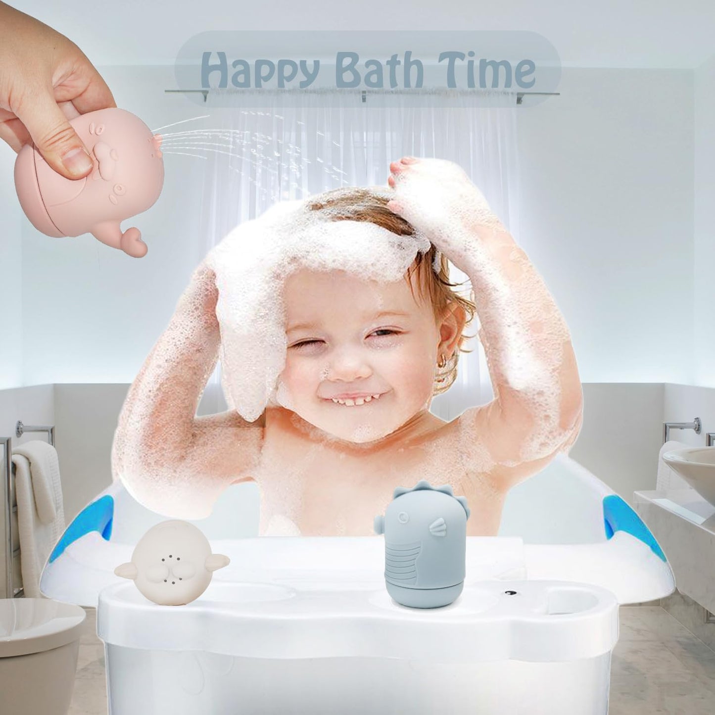 Ginbear Silicone Baby Bath Toys, Mold Free Squirty Bath Toy for Toddlers, Preschool Bath Toys for Infants, Non-Toxic Bathtub Toy