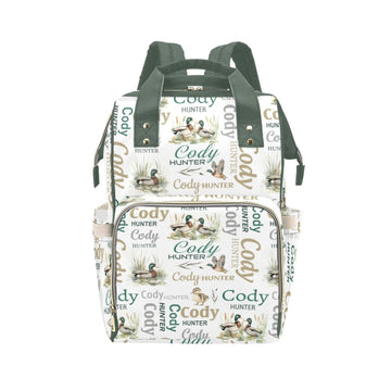 Workvalor Custom Wild Duck Baby Diaper Bag with Name - Personalized Nursing Travel Tote Backpack for Mom or Dad, Custom Name Bab