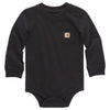 Carhartt Long-Sleeve Pocket Bodysuit, Caviar Dark Black, 12 Months