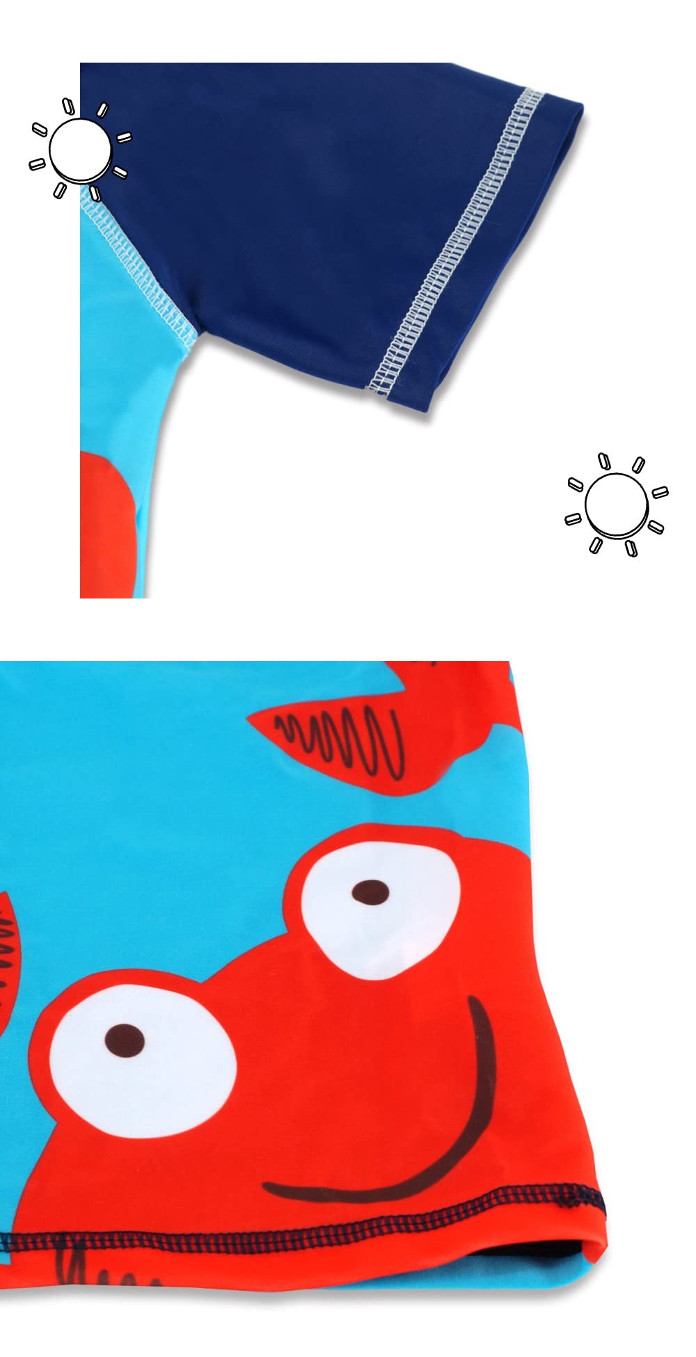 Toddler Boy Swimsuit Swim Trunks Bathing Suits Swimwear Short Sleeve Kids Rash Guard Sunsuit Sets Upf 50+ Crab 8 4-5T