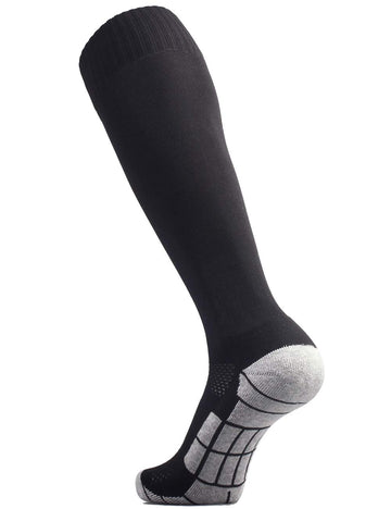 Cwvlc Lillte Boys Soccer Socks Kids Football Sport Team Athletic Knee High Long Tube Cotton Compression Socks Black X-Small (12C