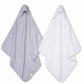 Adore Home 2 x Hooded Baby Towel Soft 100% Cotton Bath Wrap Pack of Two Towels, Grey & White