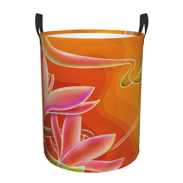 Pevtufa Orange Flower Psychedelic Foldable Laundry Basket Organizer,Fabric Clothes Toy Storage Basket Nursery Hamper Storage Bin