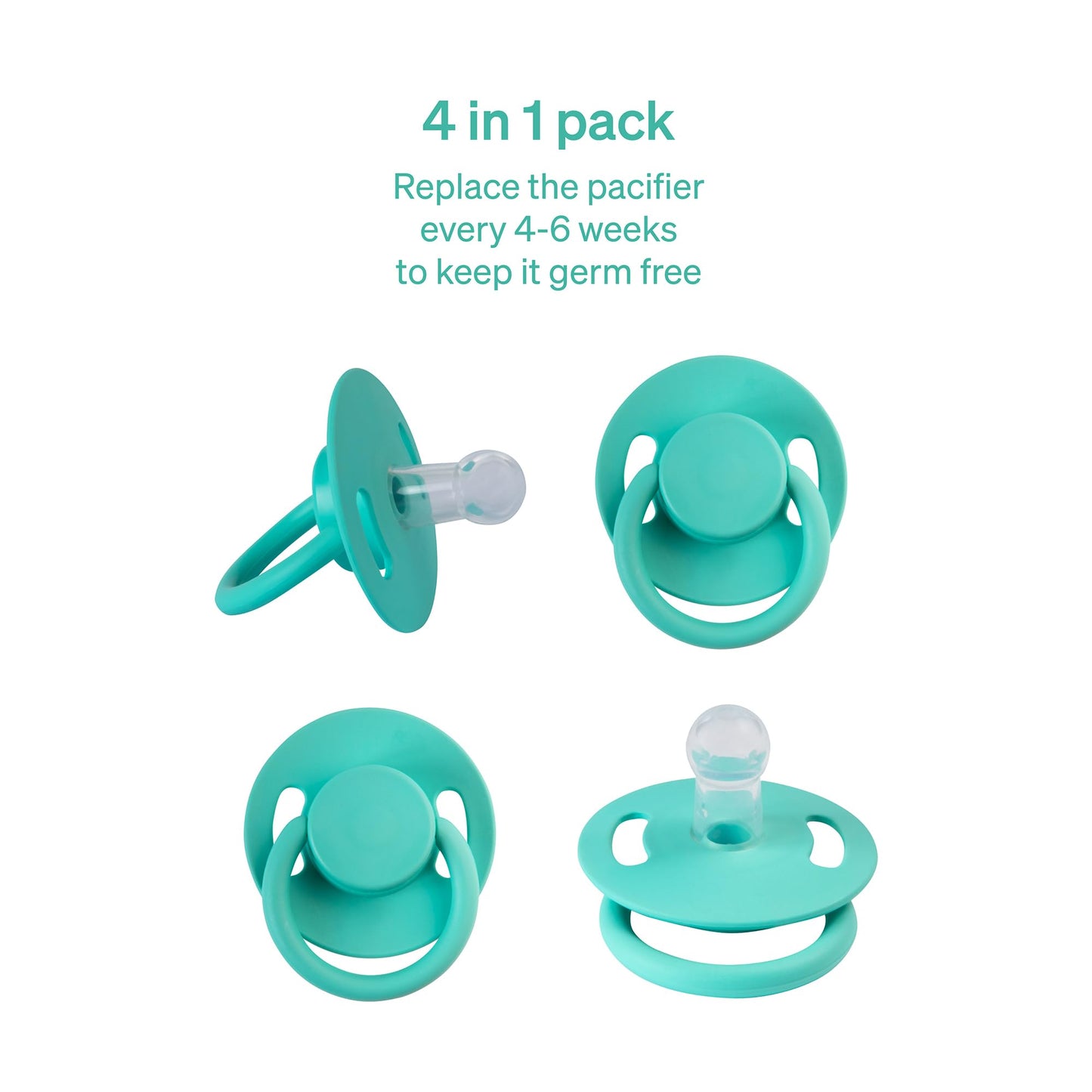 Symmetrical Pacifier By Lovenoobs, 4 Pack, Pacifiers 0-6 Months, Baby Starter Kit, Newborn Silicone Dummy, Orthodontic, Teething
