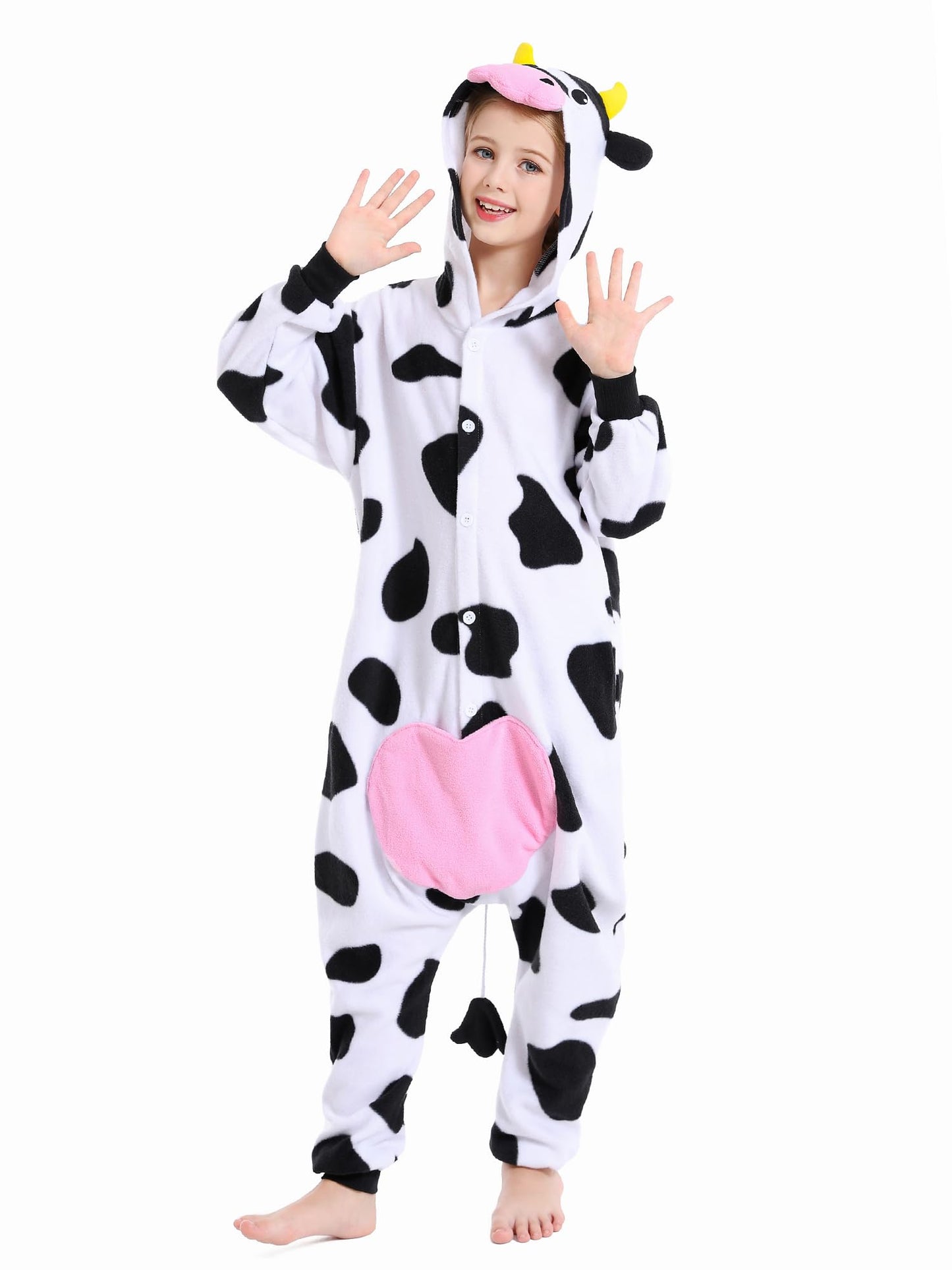 Canasour Cow Onesie Kids Halloween Cosplay Costume Girls One Piece Pjs Anime Unisex Hoodie Pajamas For 10-12 Years Boys Party Py