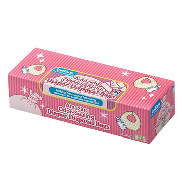 BOS Amazing Odor Sealing Baby Diaper Disposal Bags - Durable and Unscented [Size: M, Color: Pink] (90 count, Pack of 1) (90 Bags