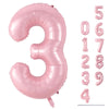 Pastel Pink Number 3 Balloon, 40 Inch Giant Pearl Light Pink Helium Foil Number 0-9 For Girls, Self Inflating 3Rd Birthday Ballo