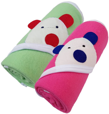 BRANDONN Newborn Biggest Size (36 INCH X 27 INCH) with Fancy Boon Border Baby Blanket for Babies (Pack of 2;SEAGreen & HOTPINK)