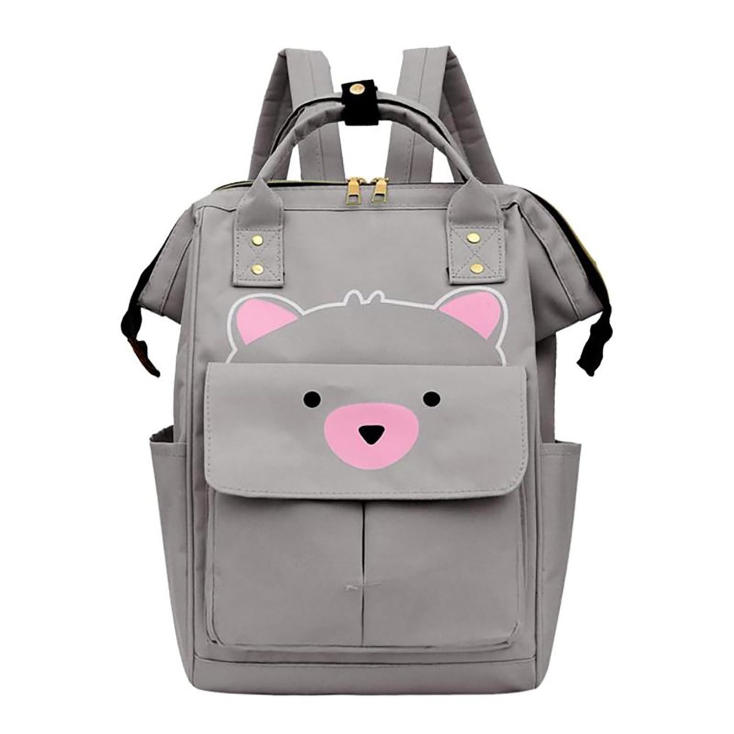 House Of Quirk Bear Print Baby Diaper Bag Maternity Backpack For Mom & Dad With Insulated Pockets (Bear Grey)