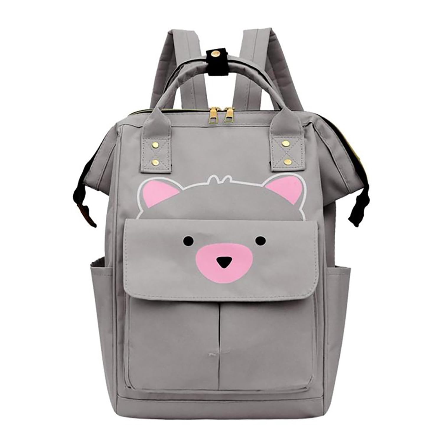 House Of Quirk Bear Print Baby Diaper Bag Maternity Backpack For Mom & Dad With Insulated Pockets (Bear Grey)