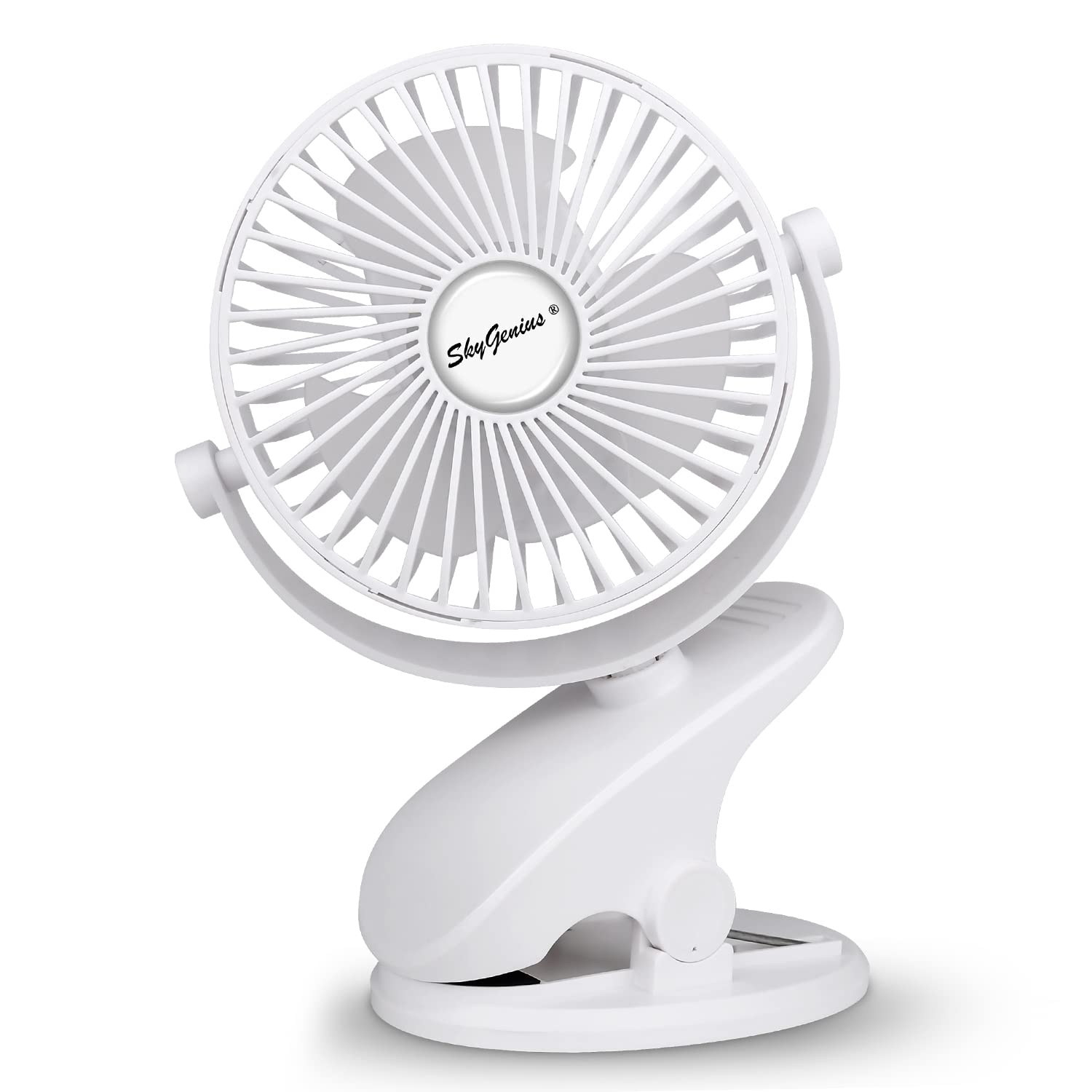 Skygenius Battery Operated Clip On Baby Stroller Fan (White)