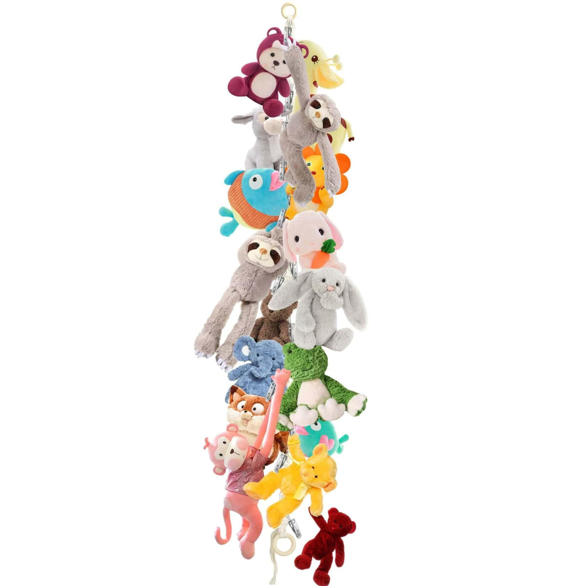 MTRoyaldia Handwoven Hanging Cotton Rope 2M Storage Chain Boho Toy Chain Organizer Strong Chain with 20 PCS Metal Clips, Ceiling
