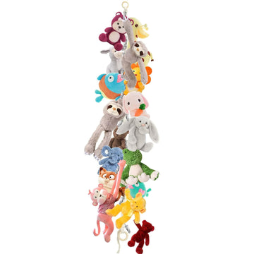 MTRoyaldia Handwoven Hanging Cotton Rope 2M Storage Chain Boho Toy Chain Organizer Strong Chain with 20 PCS Metal Clips, Ceiling