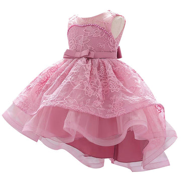 Myrisam Baby Girls Flower Lace Embroidery High Low Dress 1St Birthday Christening Party Wedding Pageant Baptism Tutu Gown Dusty