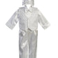 White Christening Baptism Embroidered Vest With Satin Shirt, Pants And Hat - Xs