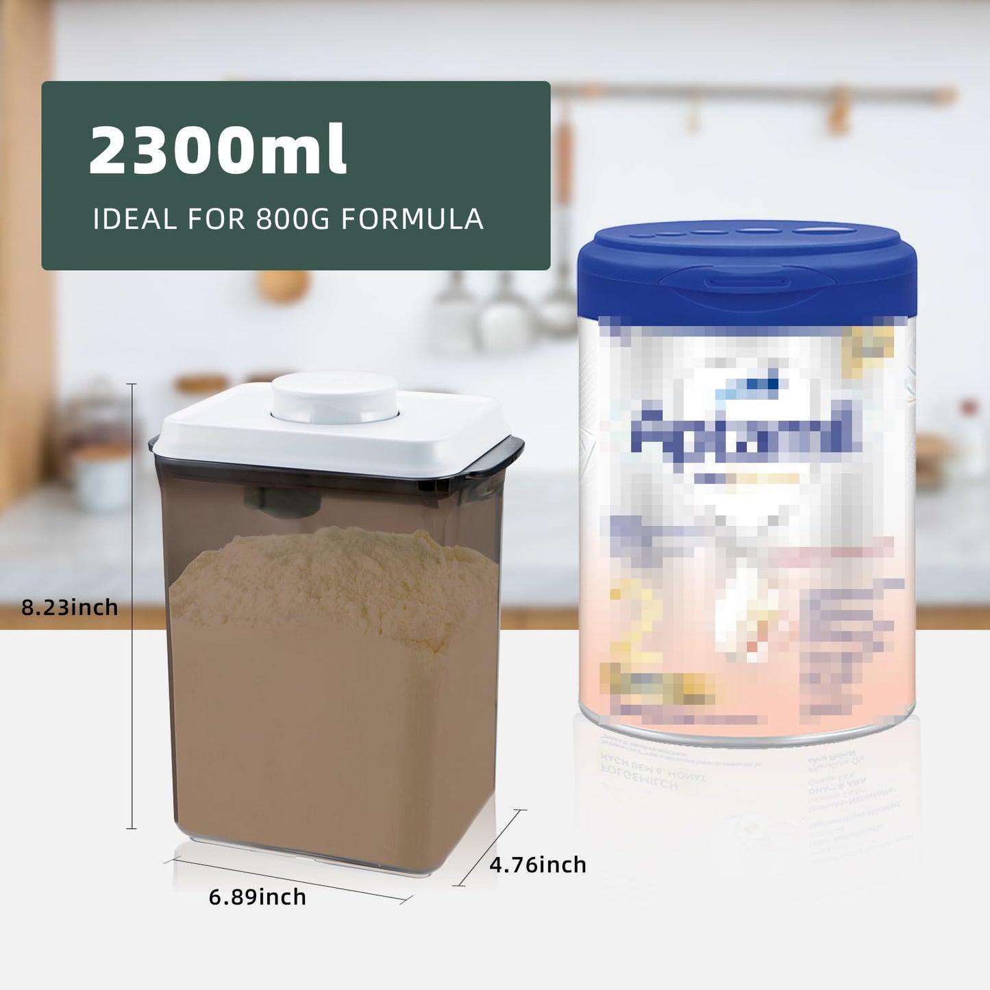 Tourdeus Pop Airtight Formula Container, 2300Ml Baby Formula Dispenser On The Go - Bpa-Free Formula Holder, 28Oz, 1.76Lb, 800G,