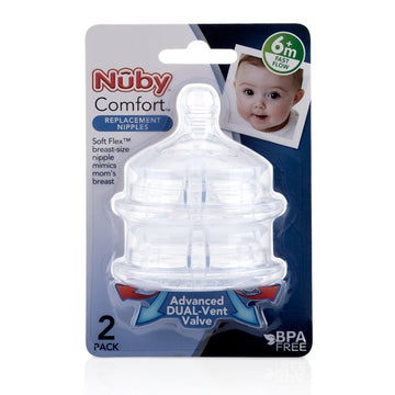 Nuby 2 Piece Medium Flow Comfort Nipple